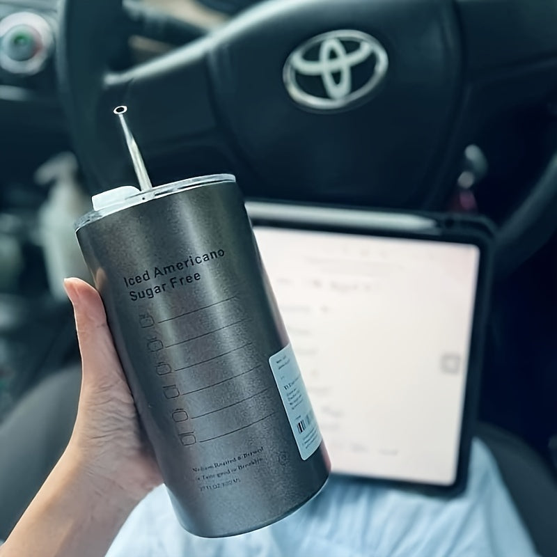 Stainless Steel Thermos Cup | Leak-Proof Insulated Coffee Mug with Straw