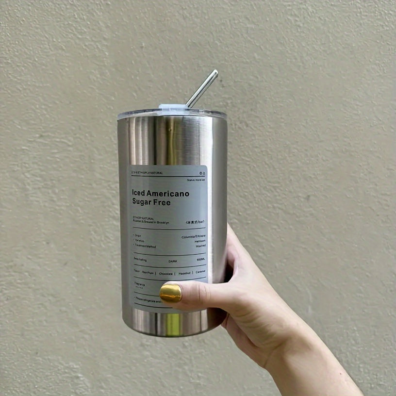 Stainless Steel Thermos Cup | Leak-Proof Insulated Coffee Mug with Straw