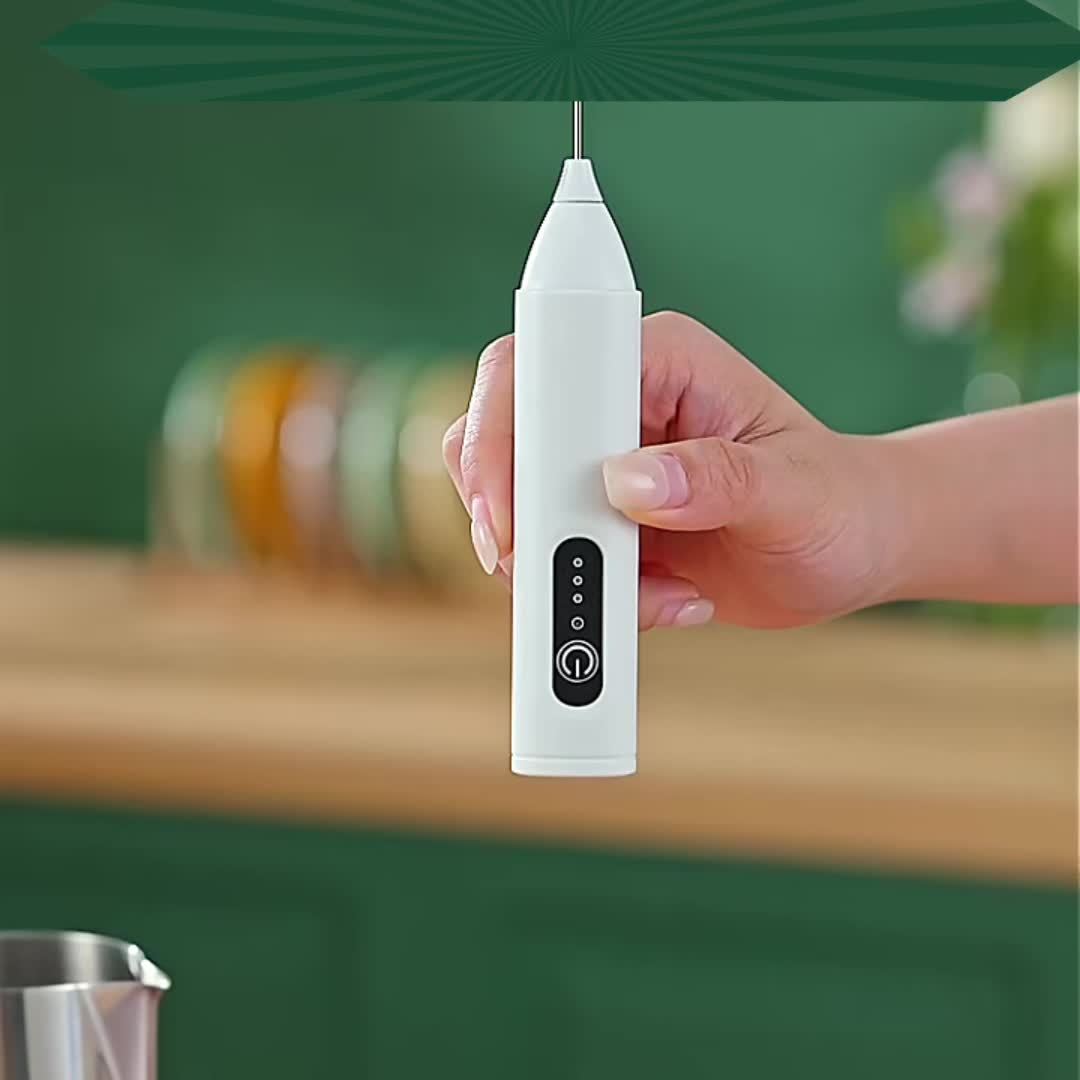 Portable Milk Frother – USB Rechargeable, 3-Speed Handheld Coffee Mixer