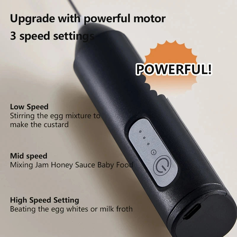 Portable Milk Frother – USB Rechargeable, 3-Speed Handheld Coffee Mixer
