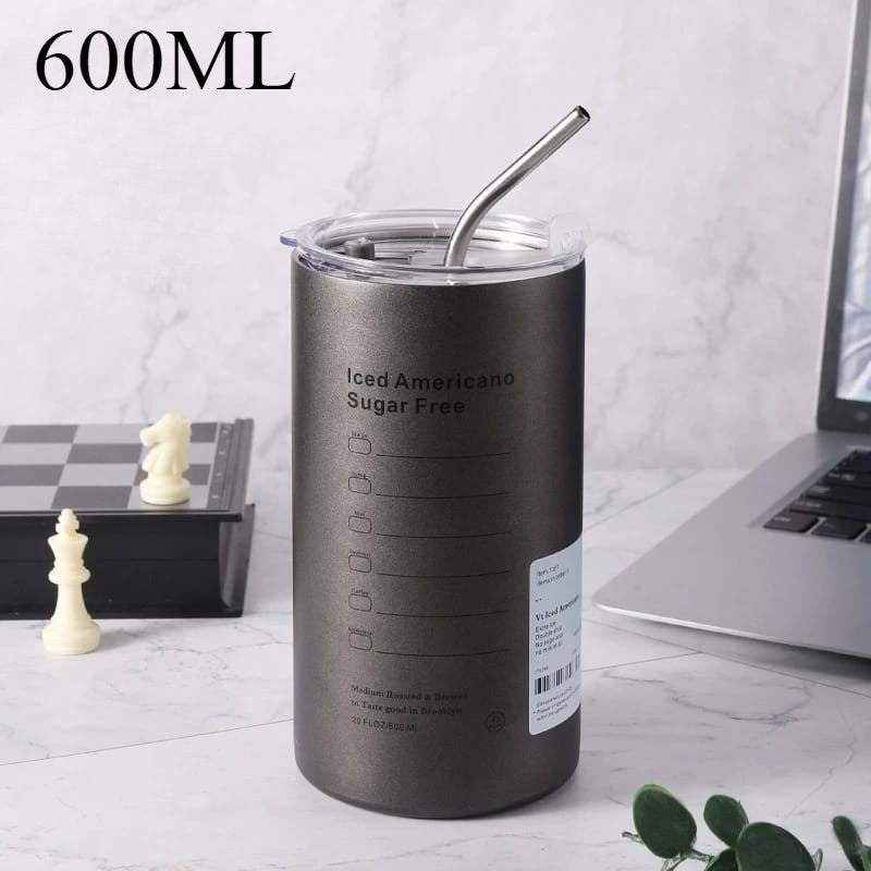 Stainless Steel Thermos Cup | Leak-Proof Insulated Coffee Mug with Straw
