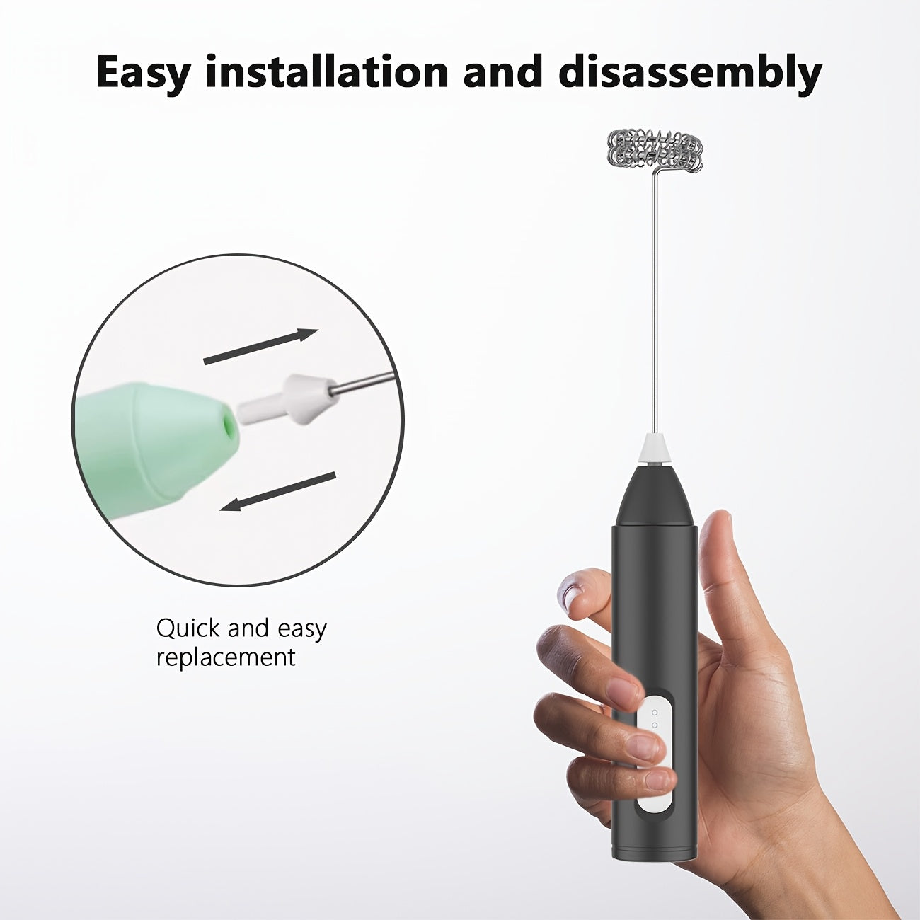 Portable Milk Frother – USB Rechargeable, 3-Speed Handheld Coffee Mixer