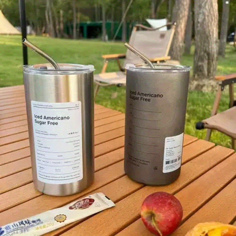Stainless Steel Thermos Cup | Leak-Proof Insulated Coffee Mug with Straw