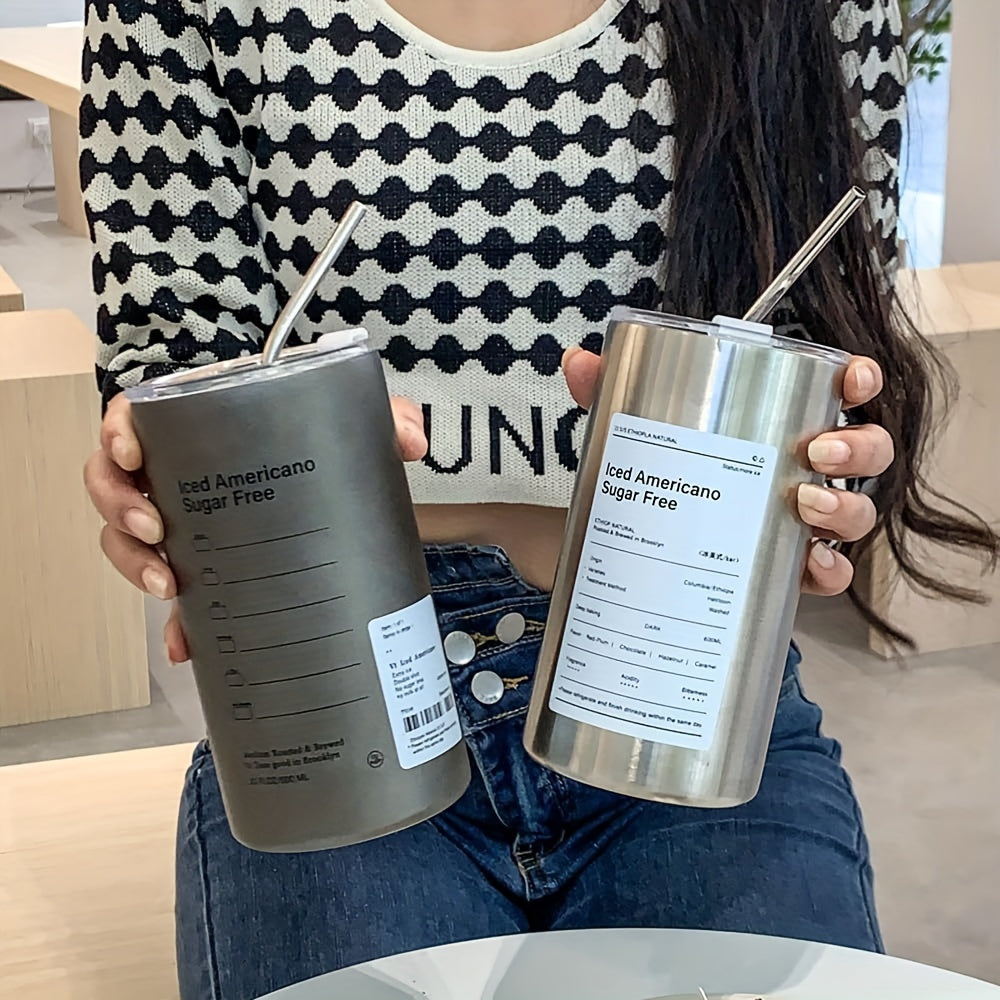 Stainless Steel Thermos Cup | Leak-Proof Insulated Coffee Mug with Straw