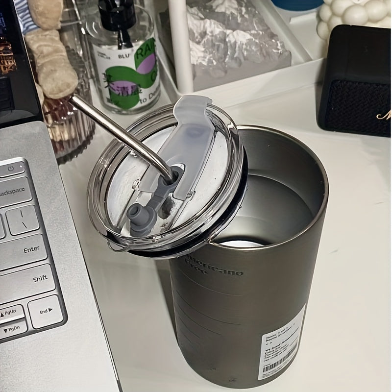 Stainless Steel Thermos Cup | Leak-Proof Insulated Coffee Mug with Straw