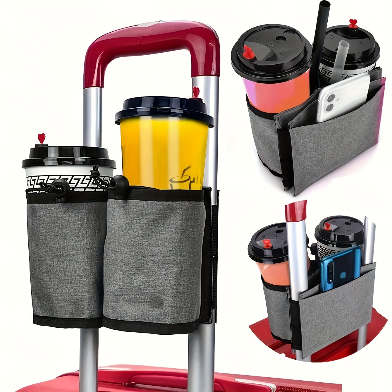 Travel Luggage Cup Holder | Hands-Free Drink Carrier
