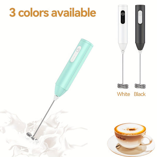 Portable Milk Frother – USB Rechargeable, 3-Speed Handheld Coffee Mixer